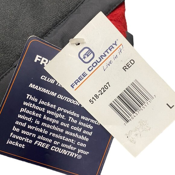 NWT Free Country Mens L Red Club Tech Fleece Jacket Full Zip Pockets Outerwear - Picture 15 of 16